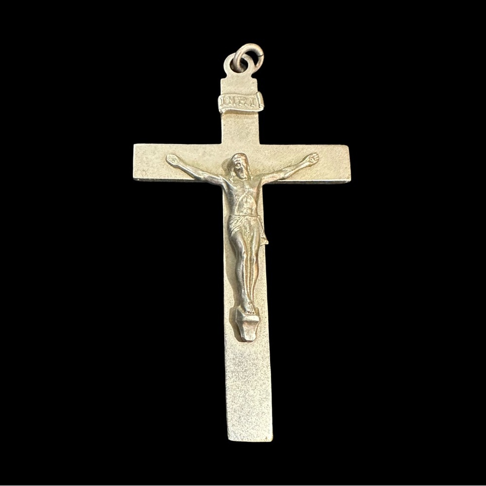 Vintage Crucifix Silver Tone Pendant Charm